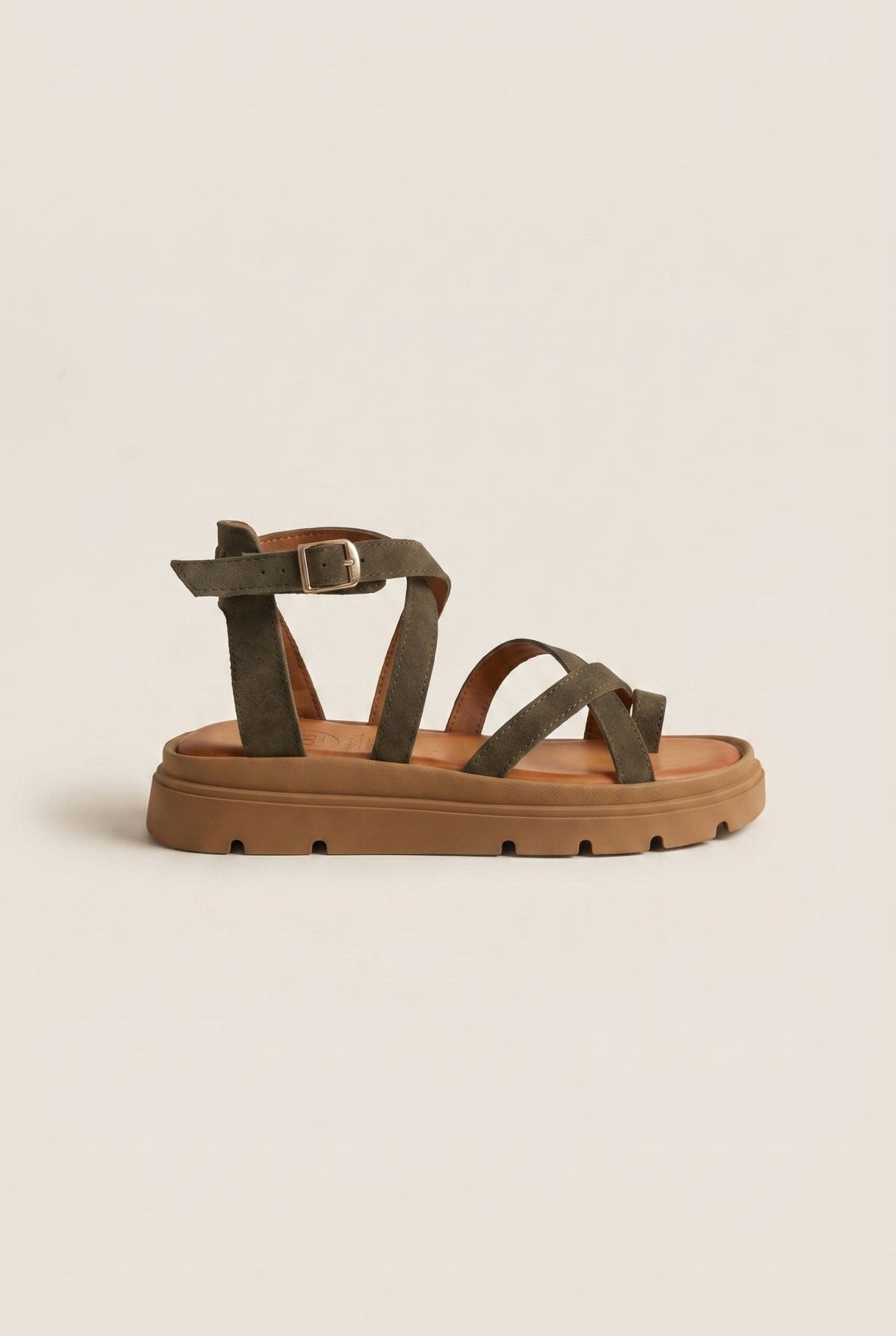 TFP - Toe Ring Sandals Crossover - Khaki Green Suede