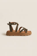 TFP - Toe Ring Sandals Crossover - Khaki Green Suede
