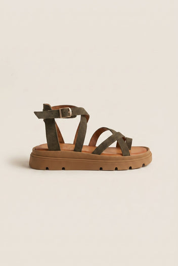 TFP - Toe Ring Sandals Crossover - Khaki Green Suede
