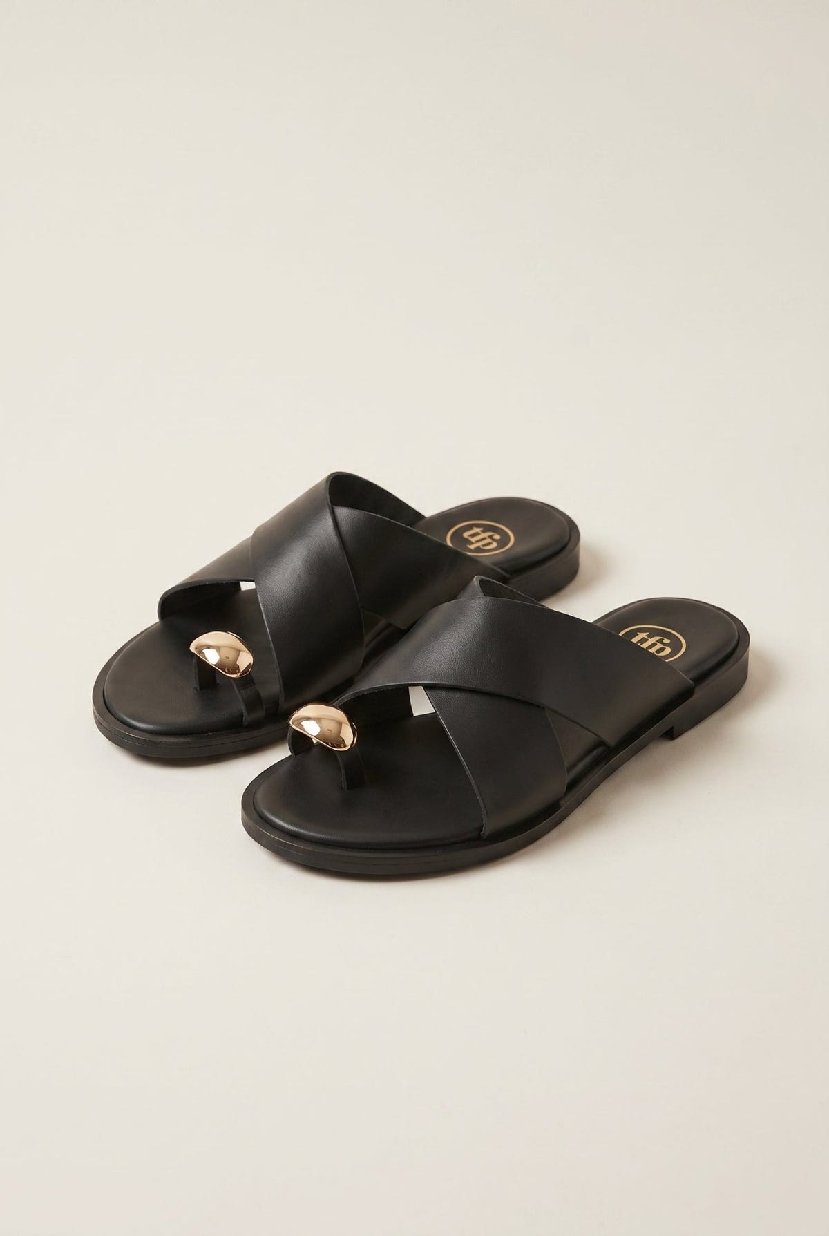TFP - Toe Ring Sandals Crossover Strap - Black Matte