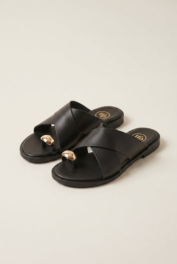 TFP - Toe Ring Sandals Crossover Strap - Black Matte