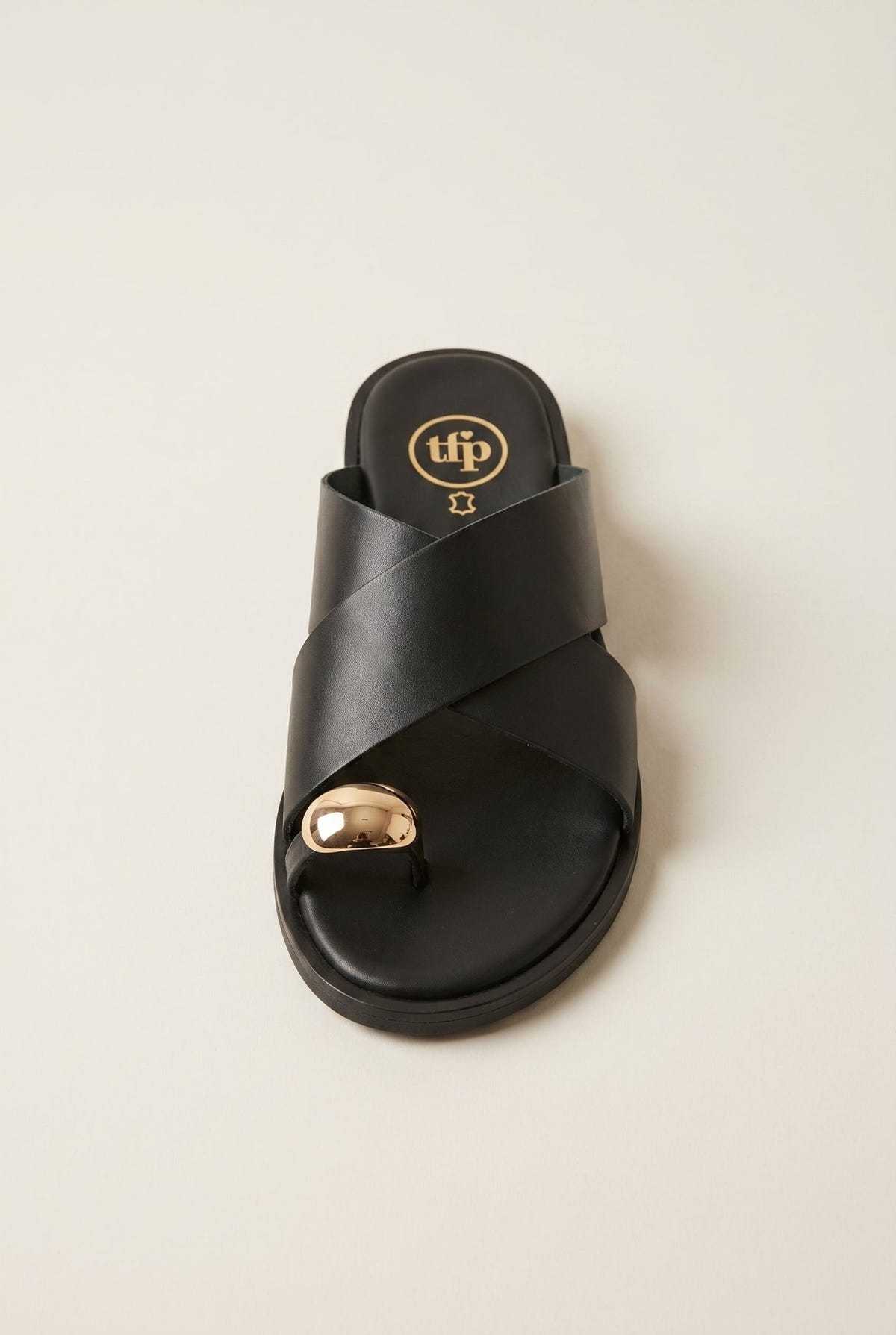 TFP - Toe Ring Sandals Crossover Strap - Black Matte
