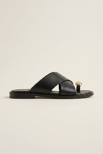 TFP - Toe Ring Sandals Crossover Strap - Black Matte