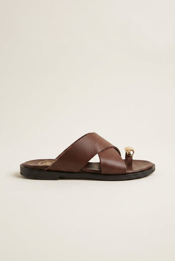 TFP - Toe Ring Sandals Crossover Strap - Brown Matte