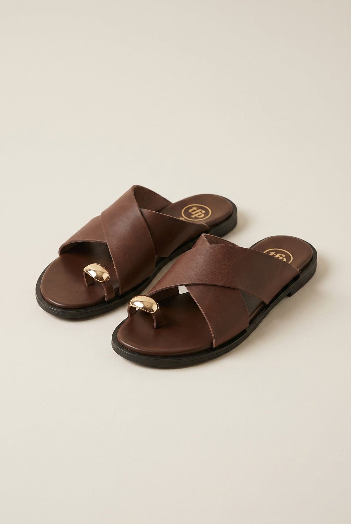 TFP - Toe Ring Sandals Crossover Strap - Brown Matte