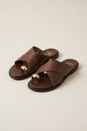 TFP - Toe Ring Sandals Crossover Strap - Brown Matte