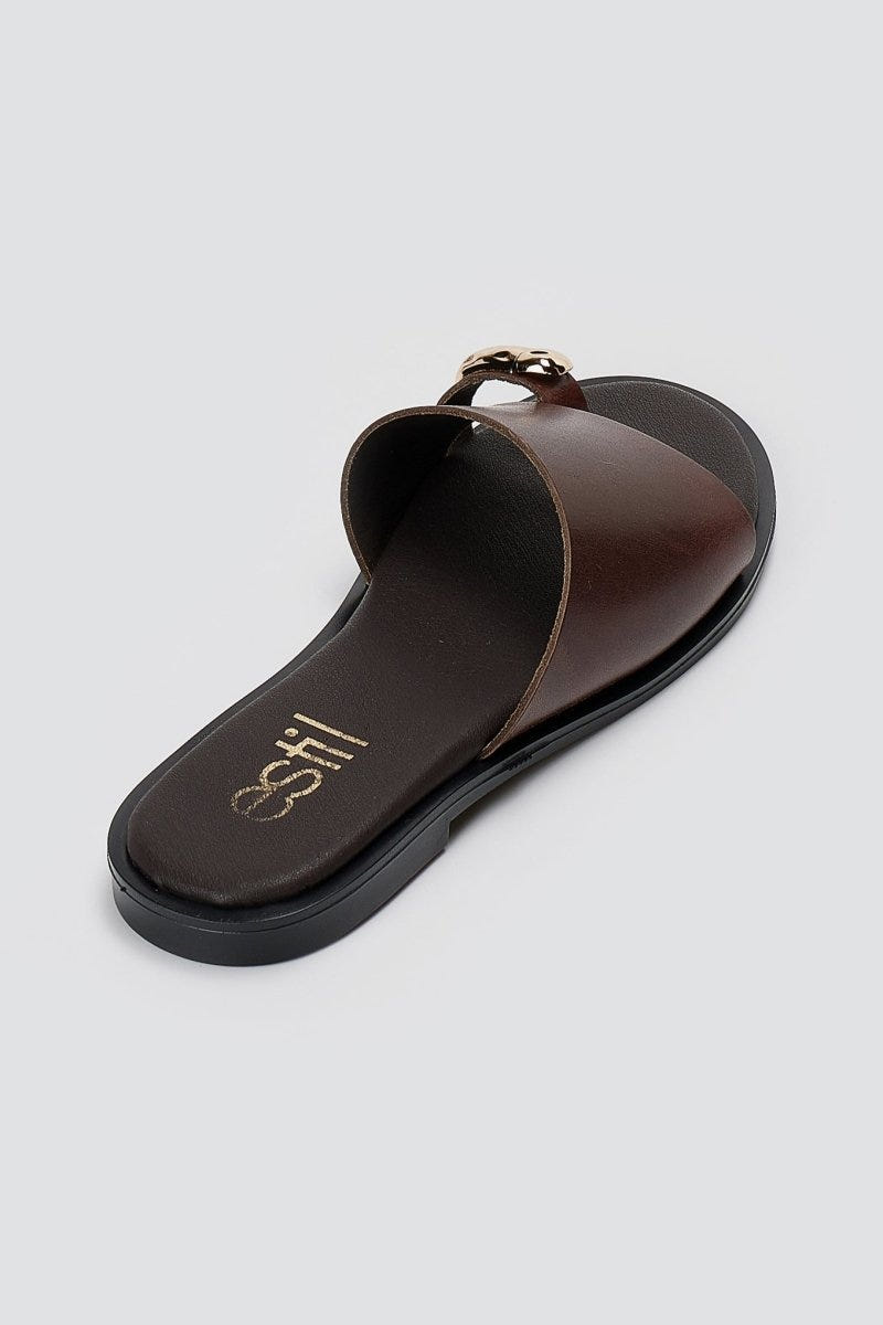 Estil - Toe Ring Sandals - Dark Brown Matte