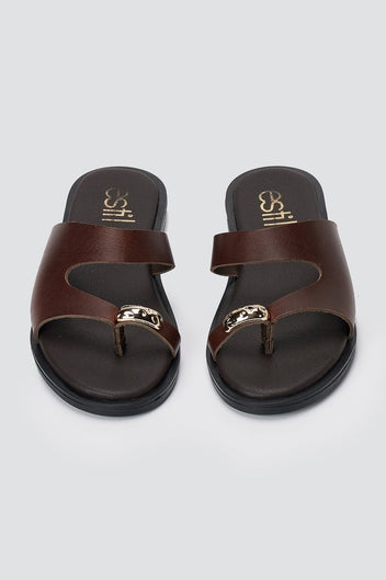 Estil - Toe Ring Sandals - Dark Brown Matte