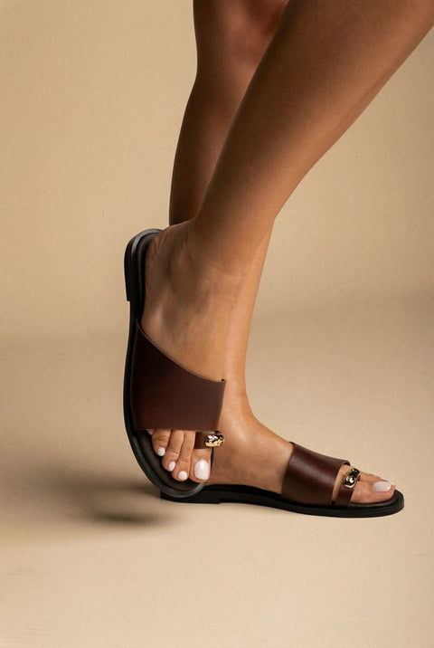 Toe Ring Sandali - Dark Marrone Opaco