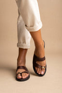 Estil - Toe Ring Sandals - Dark Brown Matte