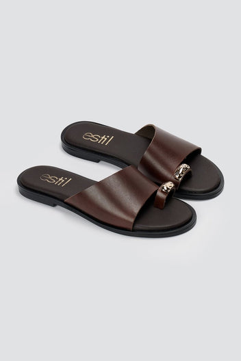 Estil - Toe Ring Sandals - Dark Brown Matte