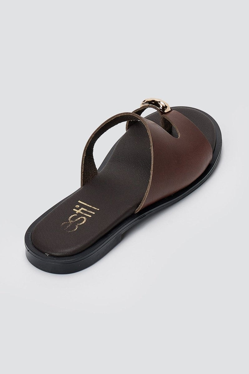 Estil - Toe Ring Sandals - Dark Brown Matte