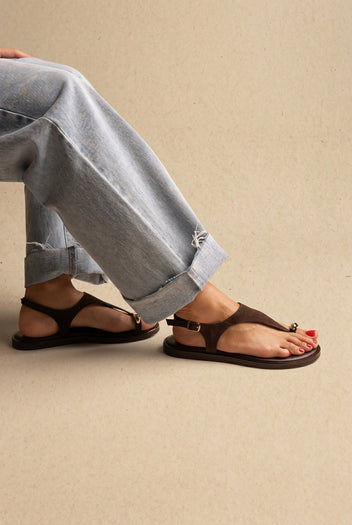 TFP - Toe Ring Sandals - Dark Brown Suede
