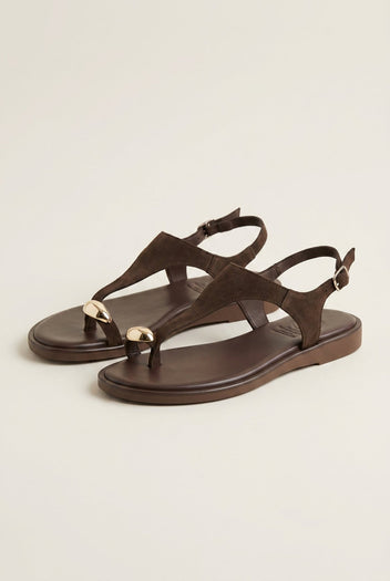 TFP - Toe Ring Sandals - Dark Brown Suede