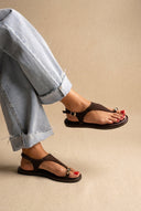 TFP - Toe Ring Sandals - Dark Brown Suede