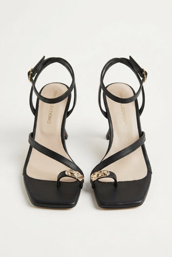 TFP - Toe Ring Sandals Kitten Heel - Black Matte