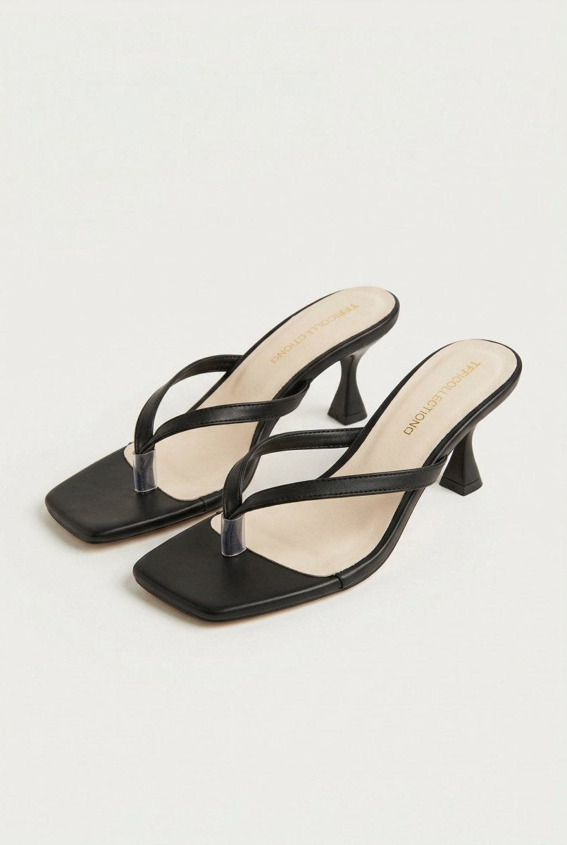 TFP - Toe Ring Sandals Kitten Heel - Black Matte