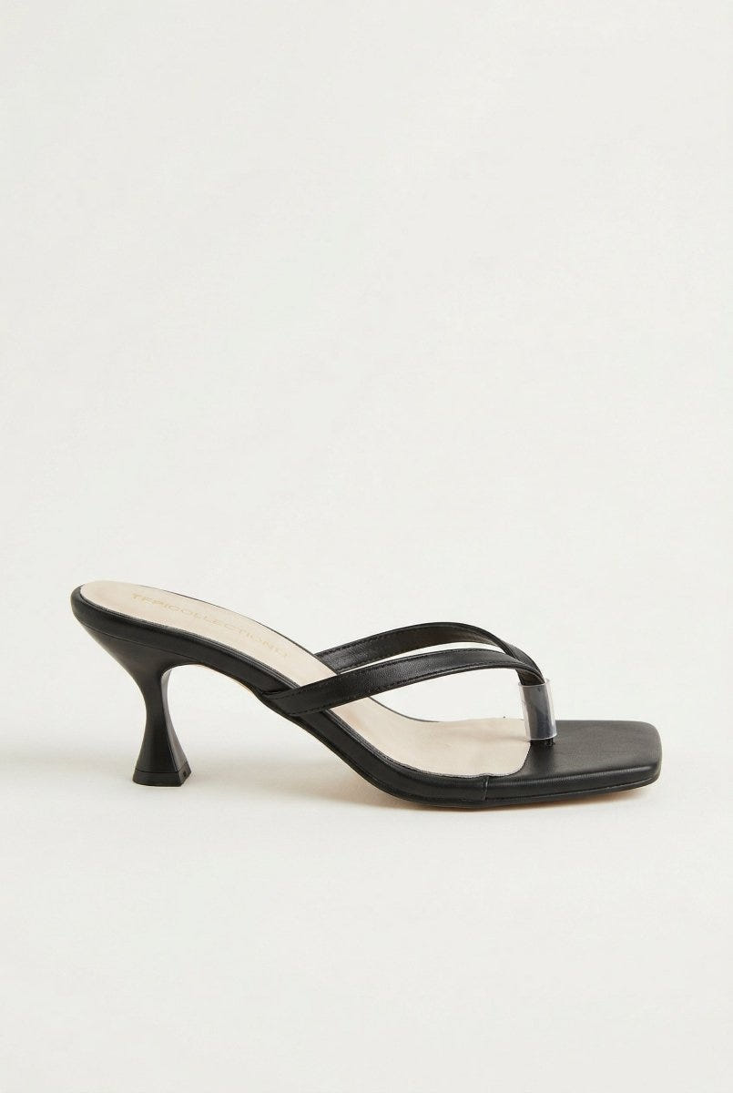 TFP - Toe Ring Sandals Kitten Heel - Black Matte