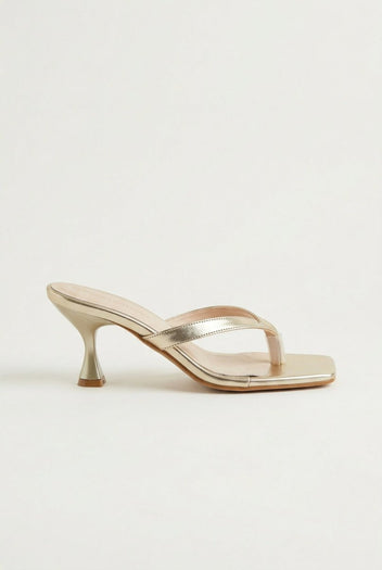 TFP - Toe Ring Sandals Kitten Heel - Light Gold