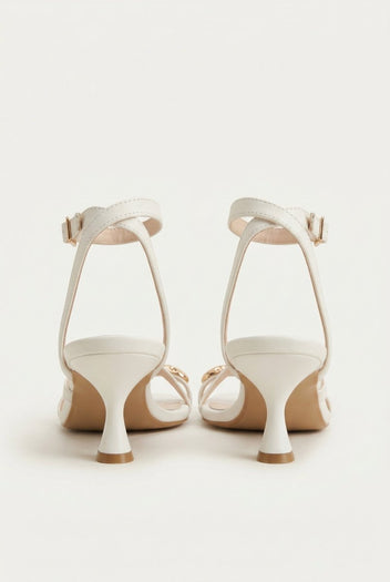 TFP - Toe Ring Sandals Kitten Heel - White Matte