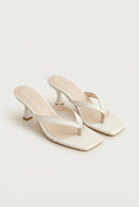 TFP - Toe Ring Sandals Kitten Heel - White Matte