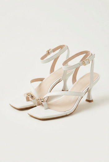 TFP - Toe Ring Sandals Kitten Heel - White Matte