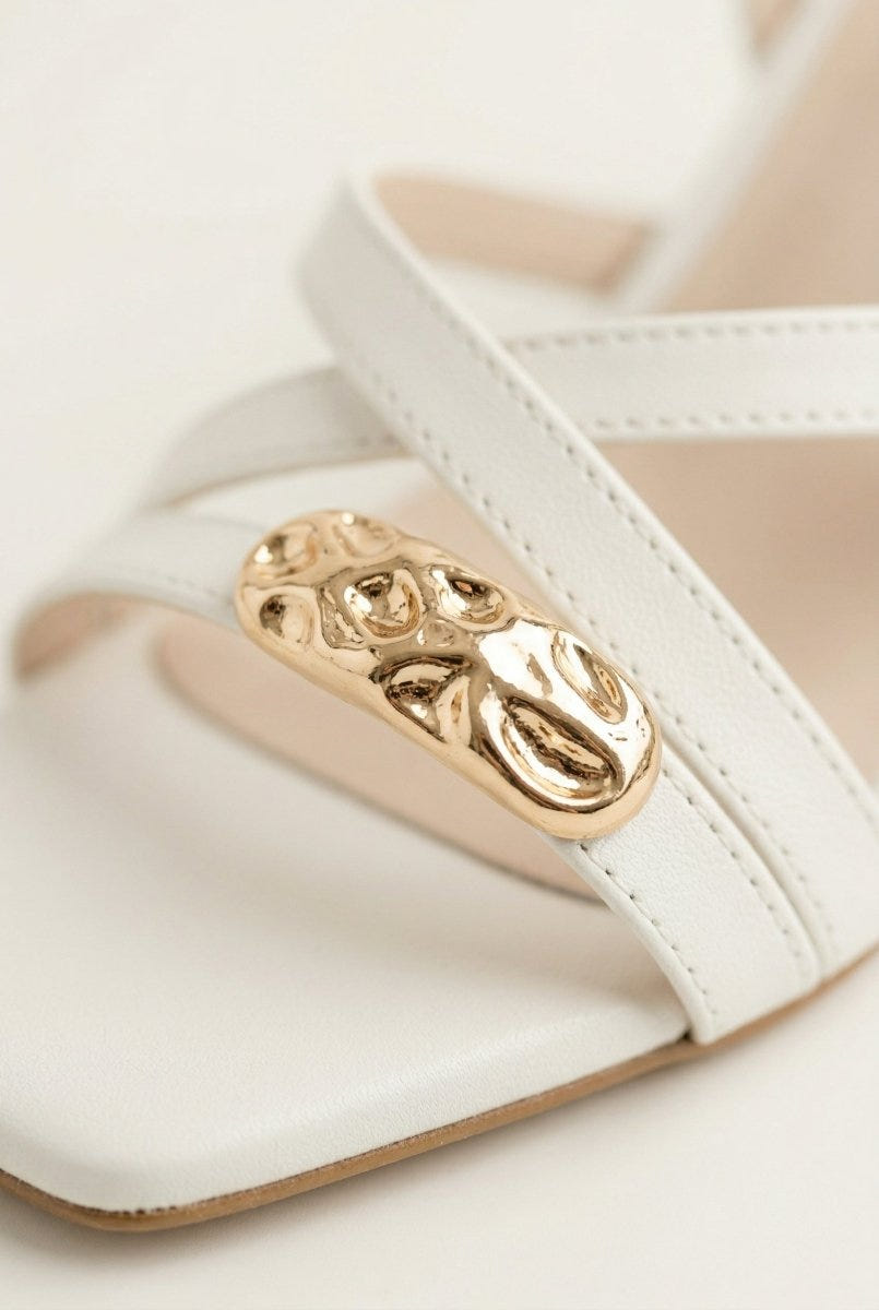 TFP - Toe Ring Sandals Kitten Heel - White Matte