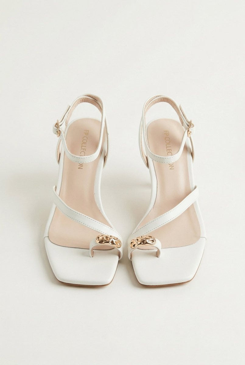 TFP - Toe Ring Sandals Kitten Heel - White Matte