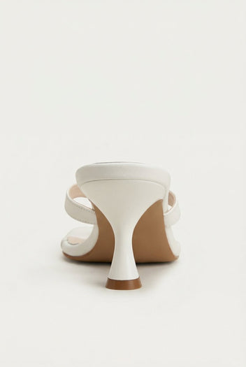 TFP - Toe Ring Sandals Kitten Heel - White Matte