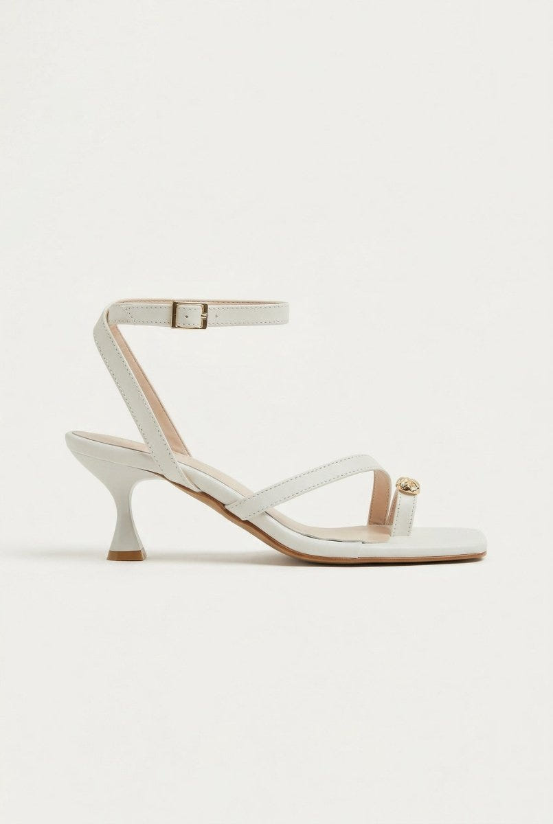 TFP - Toe Ring Sandals Kitten Heel - White Matte