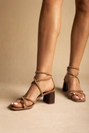 ERYNN - Toe Ring Sandals Low Block Heel - Olive Suede