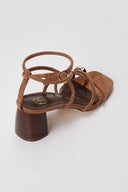 ERYNN - Toe Ring Sandals Low Block Heel - Tan Suede