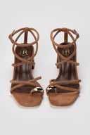 ERYNN - Toe Ring Sandals Low Block Heel - Tan Suede