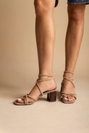 ERYNN - Toe Ring Sandals Low Block Heel - Taupe Suede