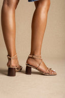 ERYNN - Toe Ring Sandals Low Block Heel - Taupe Suede