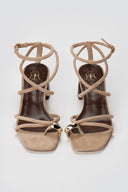 ERYNN - Toe Ring Sandals Low Block Heel - Taupe Suede