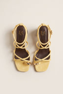 ERYNN - Toe Ring Sandals Low Block Heel - Yellow Suede