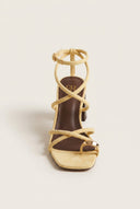 ERYNN - Toe Ring Sandals Low Block Heel - Yellow Suede