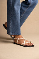 ERYNN - Toe Ring Sandals Metal Detail - Beige Matte