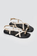 ERYNN - Toe Ring Sandals Metal Detail - Beige Matte