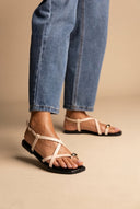 ERYNN - Toe Ring Sandals Metal Detail - Beige Matte