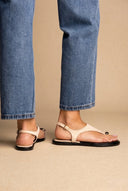 ERYNN - Toe Ring Sandals Metal Detail - Beige Suede