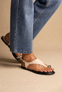 ERYNN - Toe Ring Sandals Metal Detail - Beige Suede