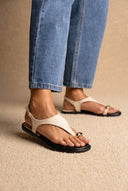 ERYNN - Toe Ring Sandals Metal Detail - Beige Suede