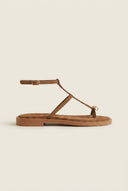 TFP - Toe Ring Sandals Metal Detail - Beige Suede