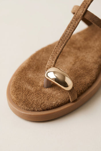 TFP - Toe Ring Sandals Metal Detail - Beige Suede