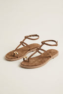 TFP - Toe Ring Sandals Metal Detail - Beige Suede