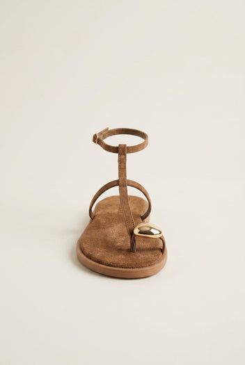 TFP - Toe Ring Sandals Metal Detail - Beige Suede