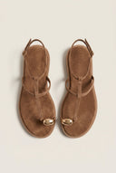 TFP - Toe Ring Sandals Metal Detail - Beige Suede
