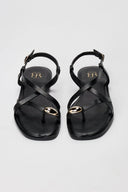 ERYNN - Toe Ring Sandals Metal Detail - Black Matte